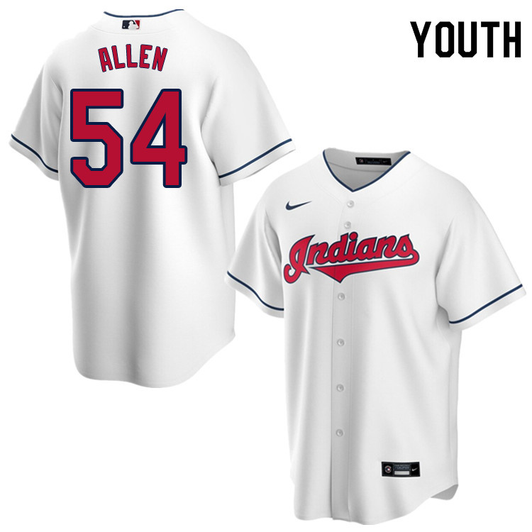 Nike Youth #54 Logan Allen Cleveland Indians Baseball Jerseys Sale-White
